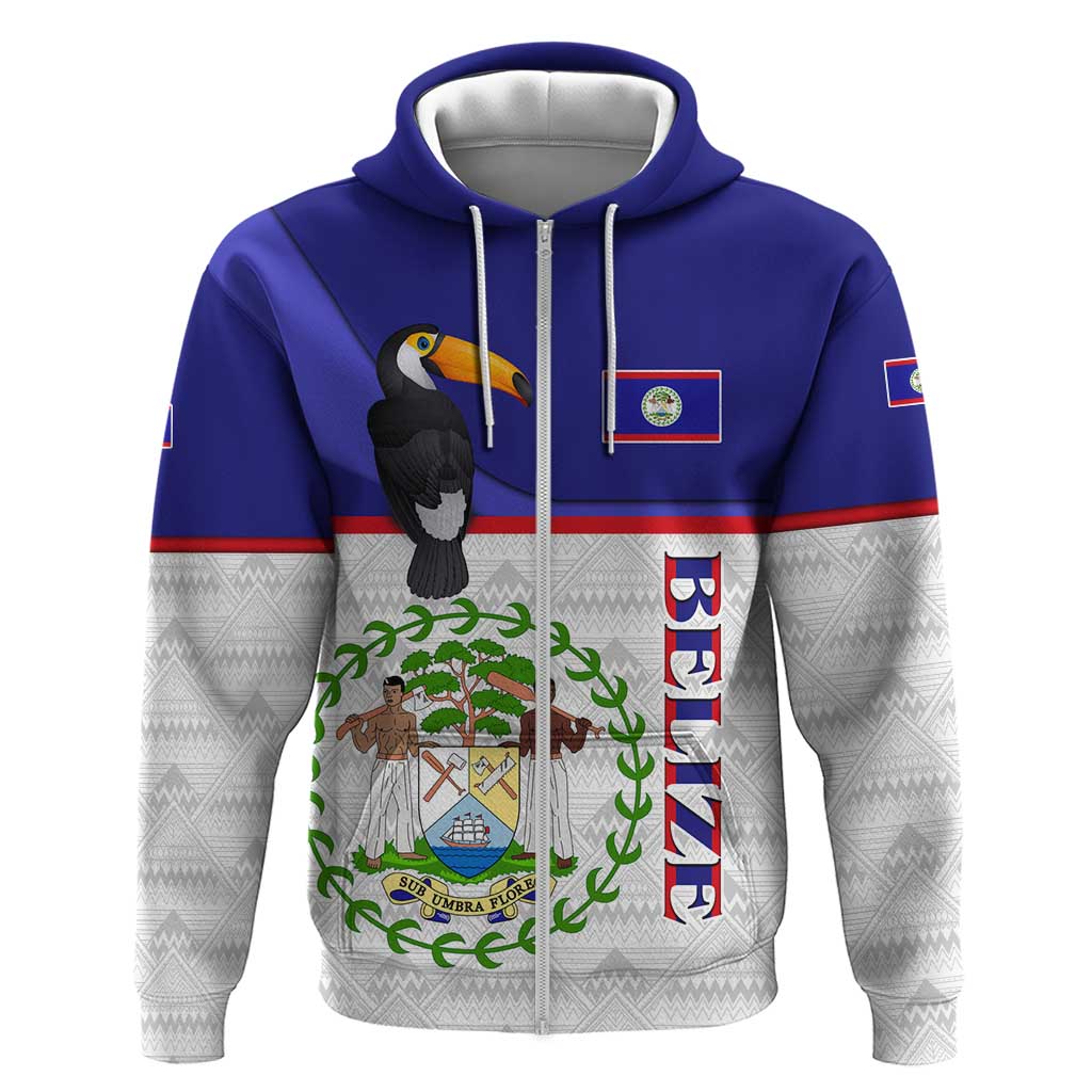 Belize National Emblem Hoodie with Toucan Print and Flag-Inspired Blue Design TS04