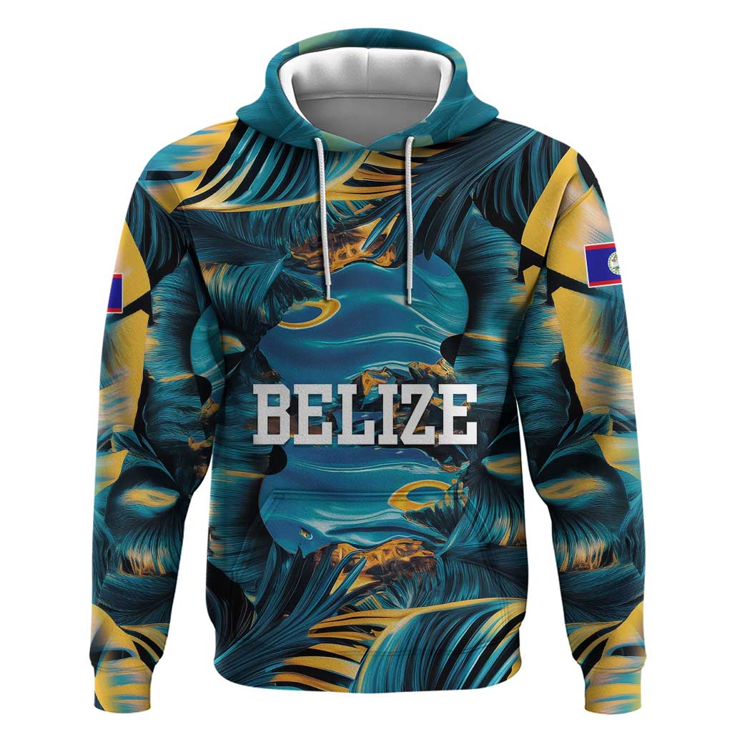 Belize Blue Hole Ocean View Hoodie with Tropical Marine Design and Flag Detail TS04