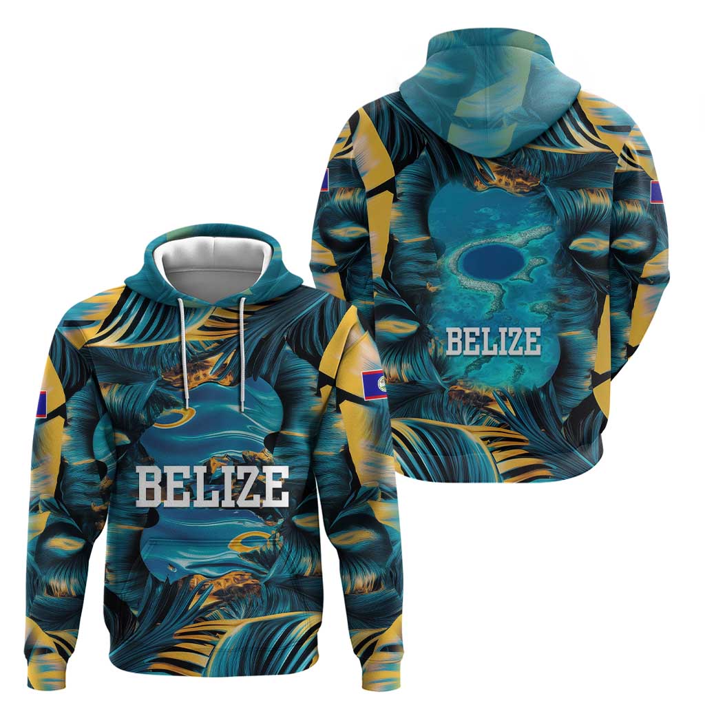 Belize Blue Hole Ocean View Hoodie with Tropical Marine Design and Flag Detail TS04