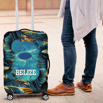 Belize Blue Hole Ocean View Luggage Cover with Tropical Marine Design and Flag Detail TS04