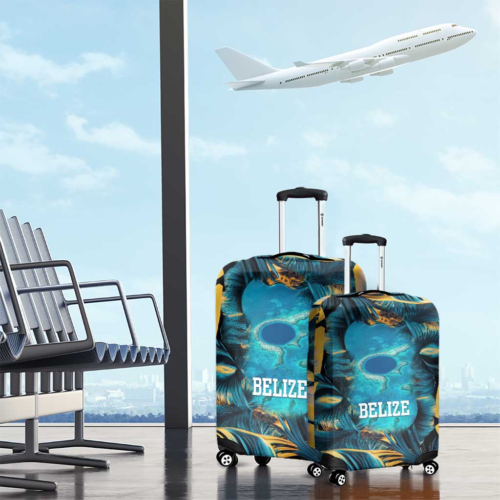 Belize Blue Hole Ocean View Luggage Cover with Tropical Marine Design and Flag Detail TS04