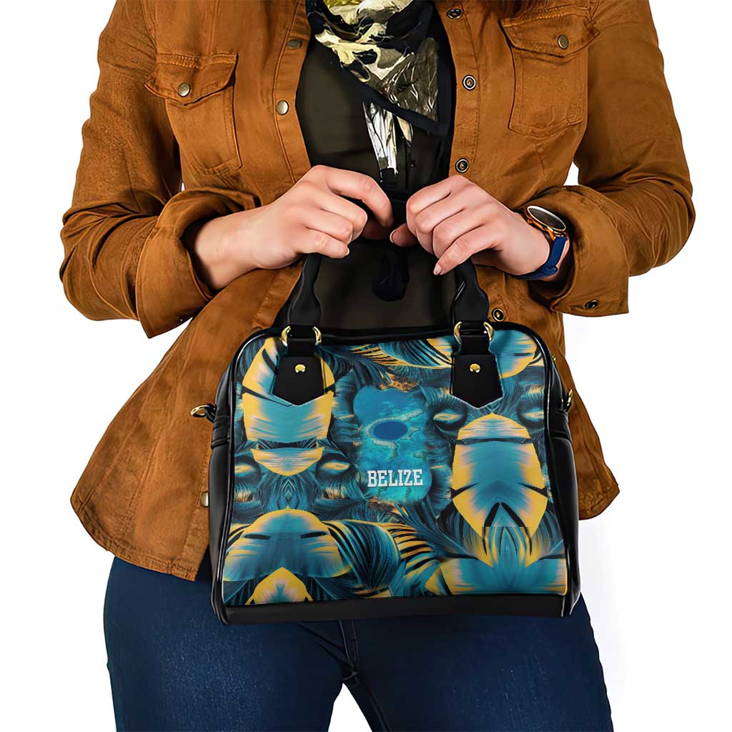 Belize Blue Hole Ocean View Shoulder Handbag with Tropical Marine Design and Flag Detail TS04
