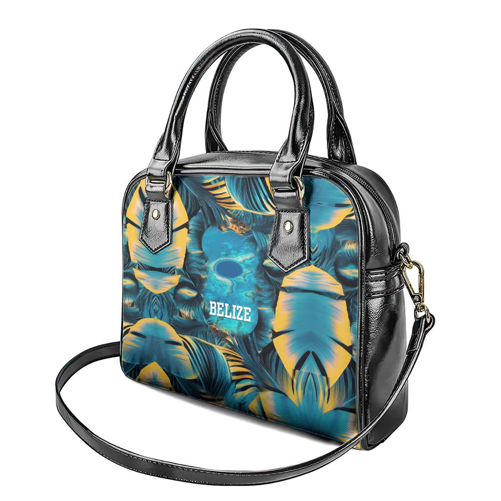 Belize Blue Hole Ocean View Shoulder Handbag with Tropical Marine Design and Flag Detail TS04