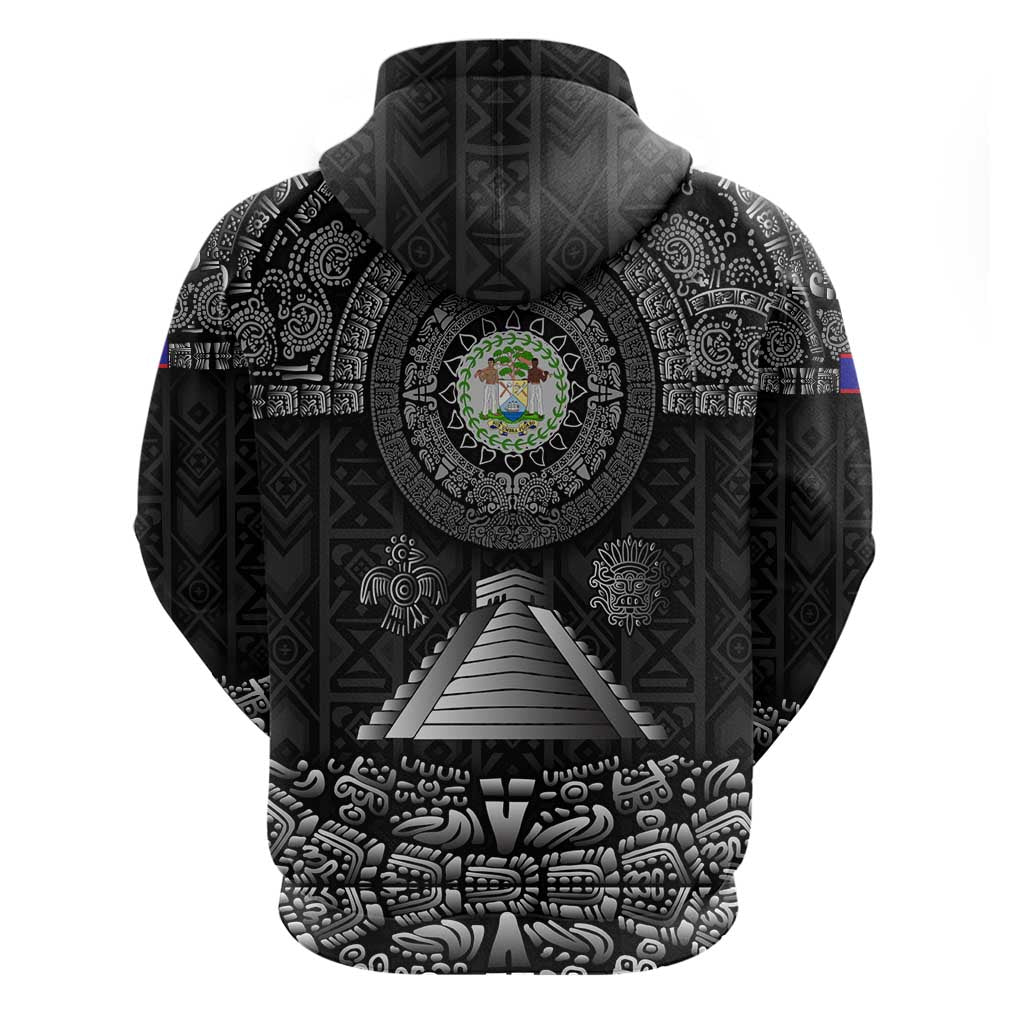 Belize Tribal Pattern Hoodie with National Emblem and Mayan Pyramid Design TS04