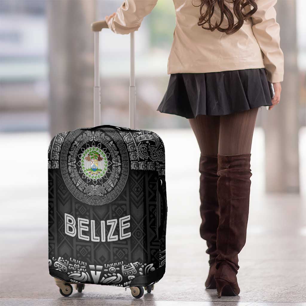 Belize Tribal Pattern Luggage Cover with National Emblem and Mayan Pyramid Design TS04