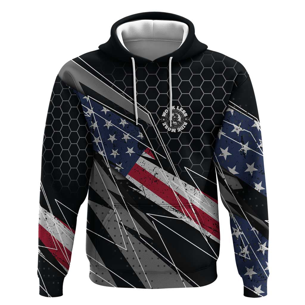 Custom American Flag Racing Hoodie Dirt Bike Motocross Racewear Hexagon and Lightning TS04