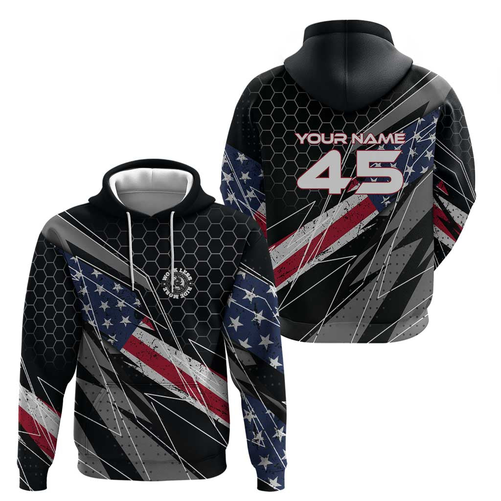 Custom American Flag Racing Hoodie Dirt Bike Motocross Racewear Hexagon and Lightning TS04