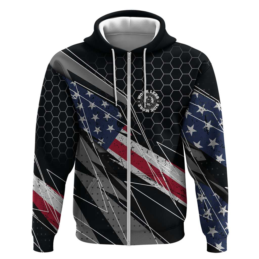 Custom American Flag Racing Hoodie Dirt Bike Motocross Racewear Hexagon and Lightning TS04