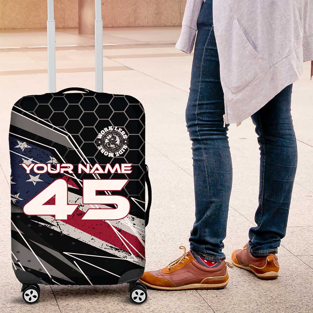Custom American Flag Racing Luggage Cover Dirt Bike Motocross Racewear Hexagon and Lightning TS04