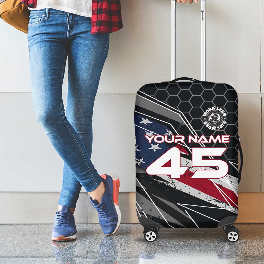 Custom American Flag Racing Luggage Cover Dirt Bike Motocross Racewear Hexagon and Lightning TS04