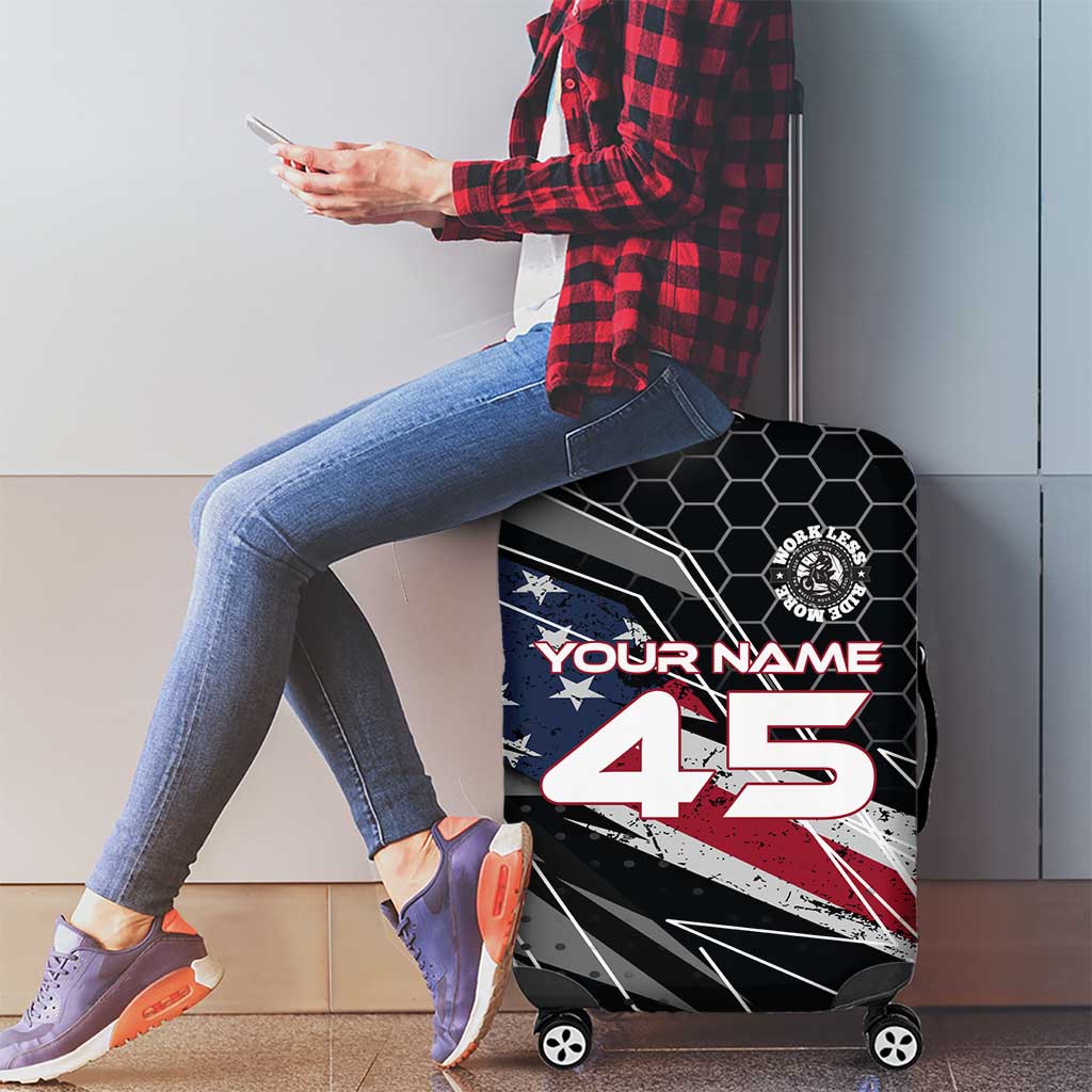 Custom American Flag Racing Luggage Cover Dirt Bike Motocross Racewear Hexagon and Lightning TS04