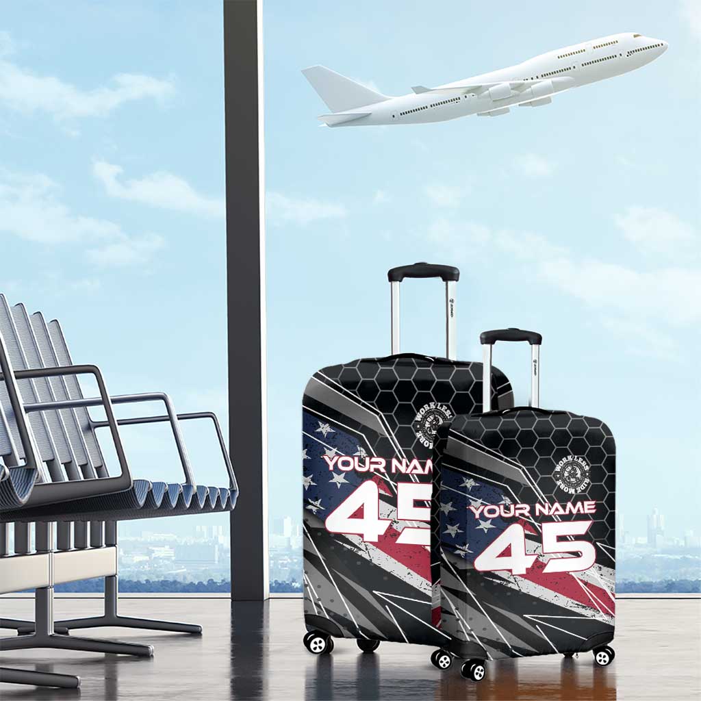 Custom American Flag Racing Luggage Cover Dirt Bike Motocross Racewear Hexagon and Lightning TS04