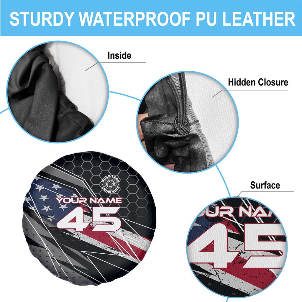 Custom American Flag Racing Spare Tire Cover Dirt Bike Motocross Racewear Hexagon and Lightning TS04