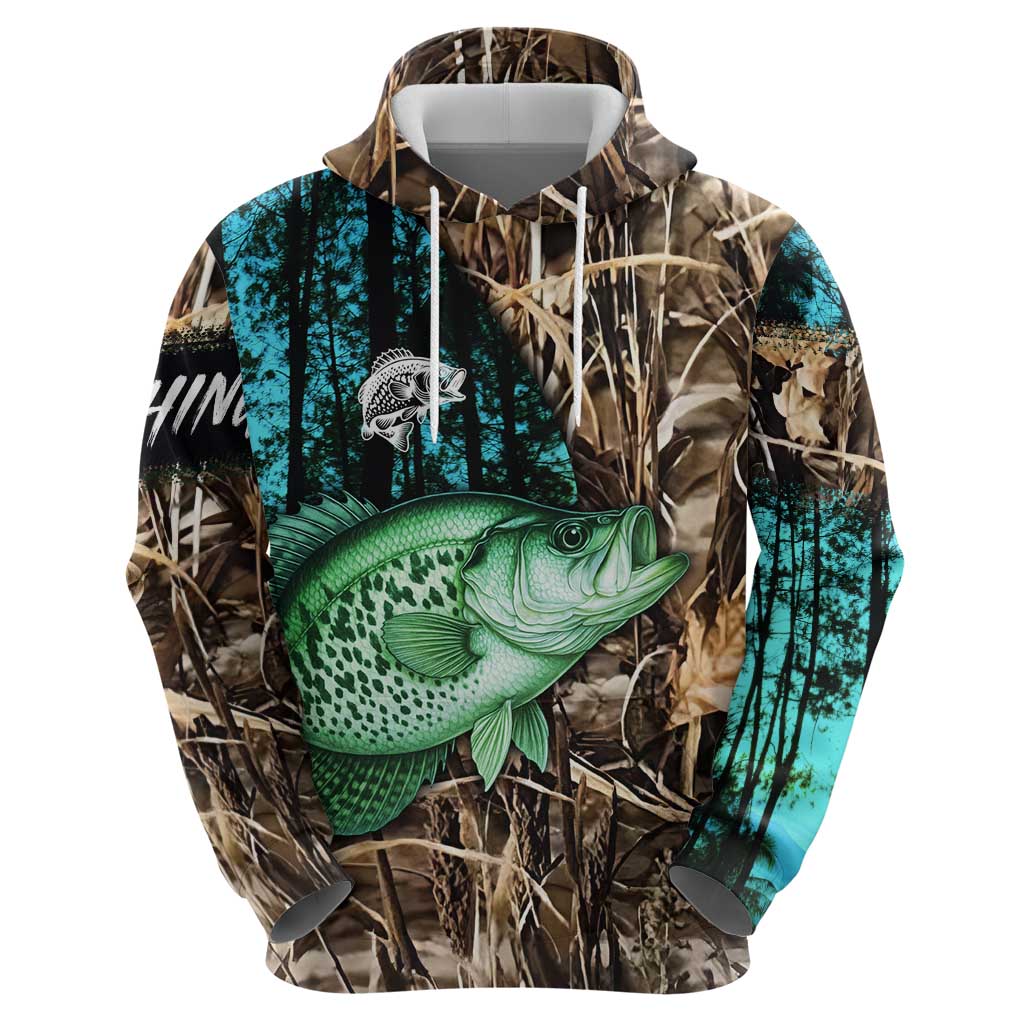 Crappie Fishing Customize Name Hoodie Forest and Camo Background in Outdoor Fishing TS04