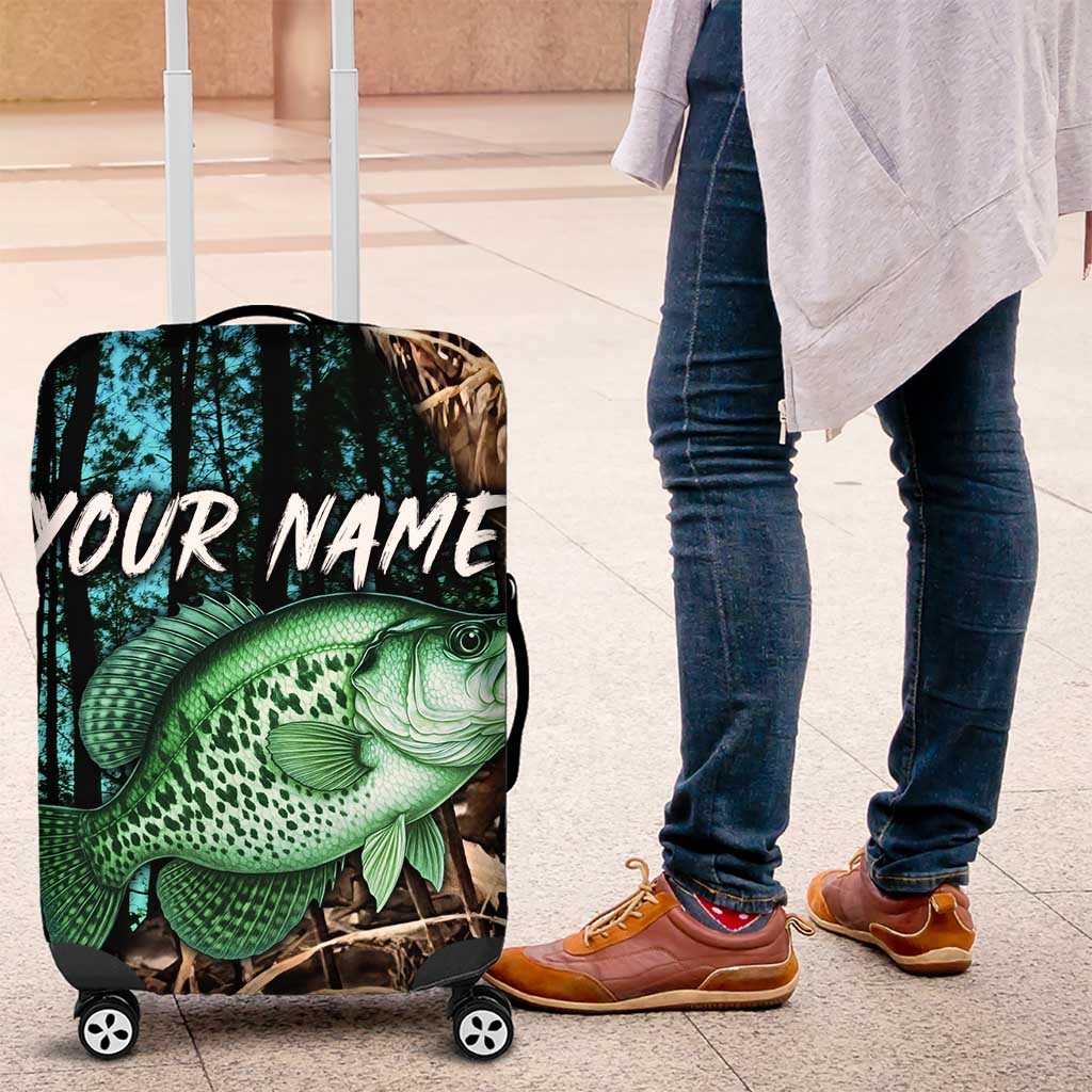 Crappie Fishing Customize Name Luggage Cover Forest and Camo Background in Outdoor Fishing TS04
