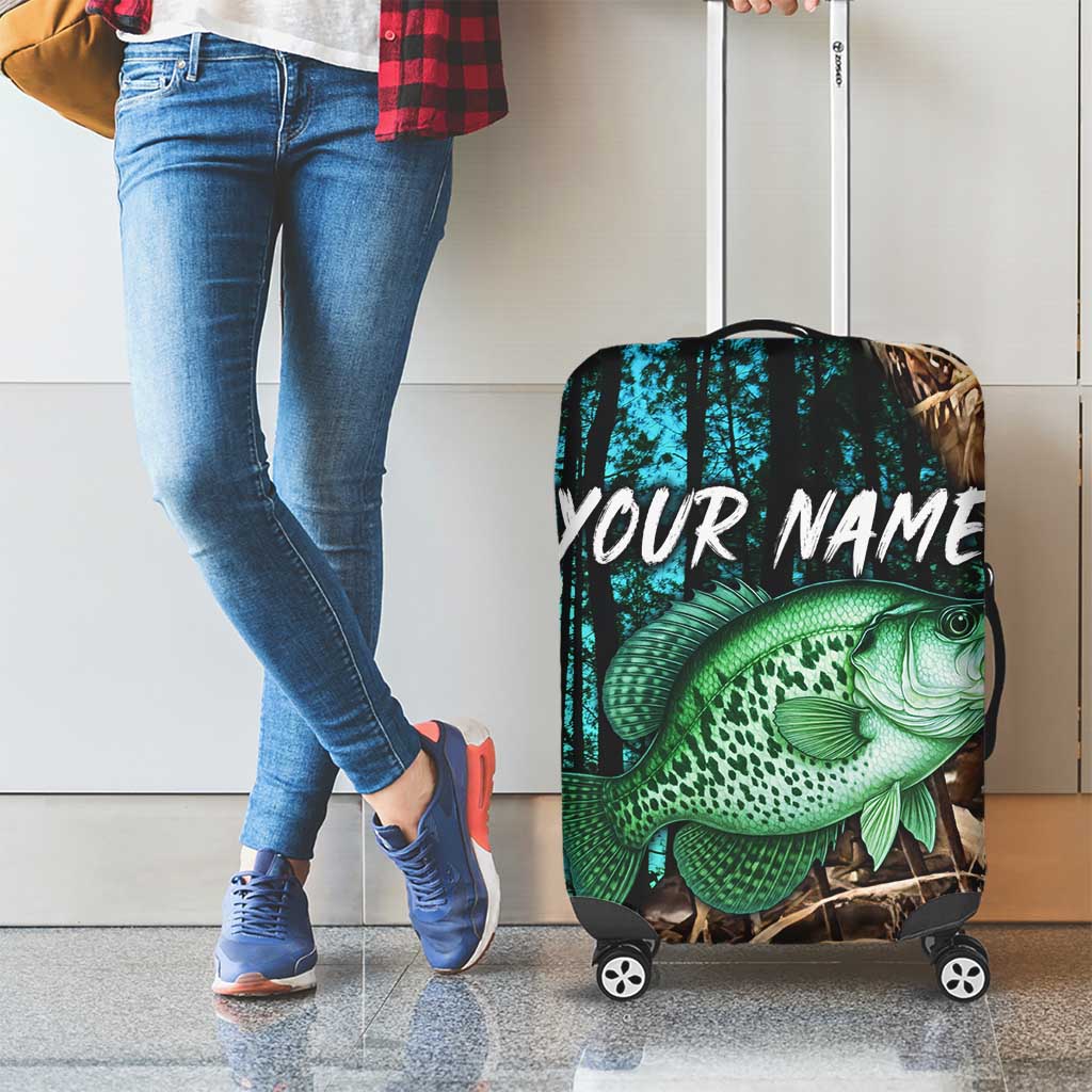 Crappie Fishing Customize Name Luggage Cover Forest and Camo Background in Outdoor Fishing TS04