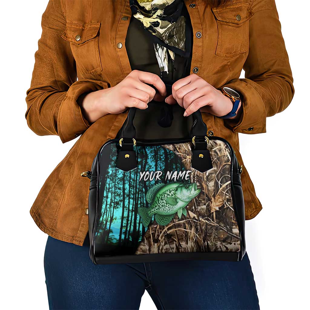 Crappie Fishing Customize Name Shoulder Handbag Forest and Camo Background in Outdoor Fishing TS04