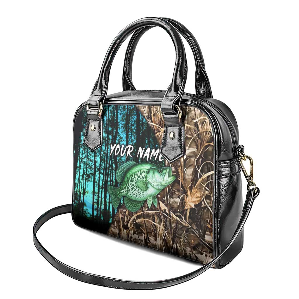 Crappie Fishing Customize Name Shoulder Handbag Forest and Camo Background in Outdoor Fishing TS04