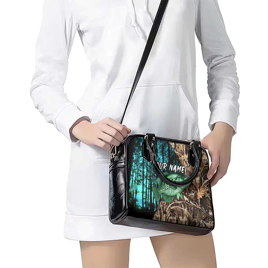 Crappie Fishing Customize Name Shoulder Handbag Forest and Camo Background in Outdoor Fishing TS04