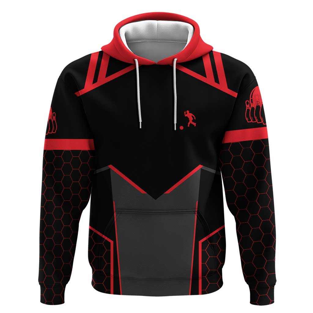 Bowling Team Hoodie Red and Black Strike Graphic and Custom Name Section TS04