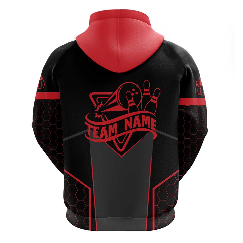 Bowling Team Hoodie Red and Black Strike Graphic and Custom Name Section TS04