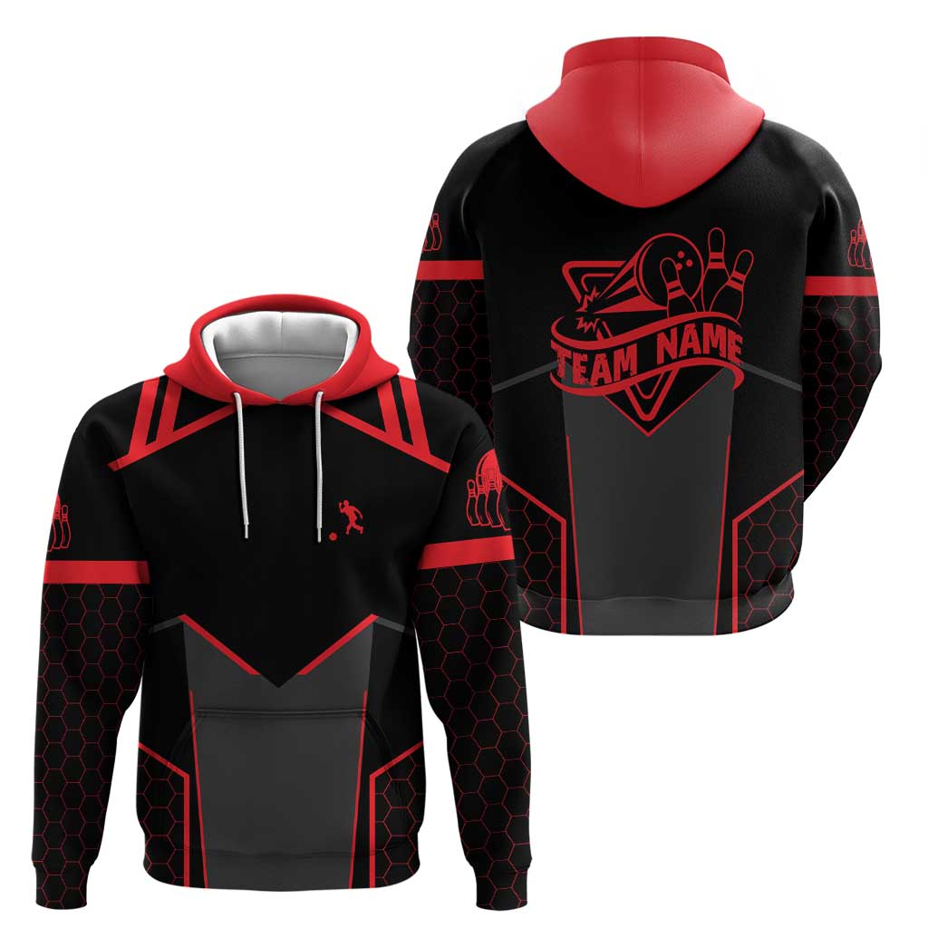 Bowling Team Hoodie Red and Black Strike Graphic and Custom Name Section TS04