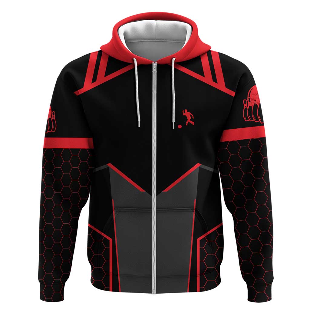 Bowling Team Hoodie Red and Black Strike Graphic and Custom Name Section TS04