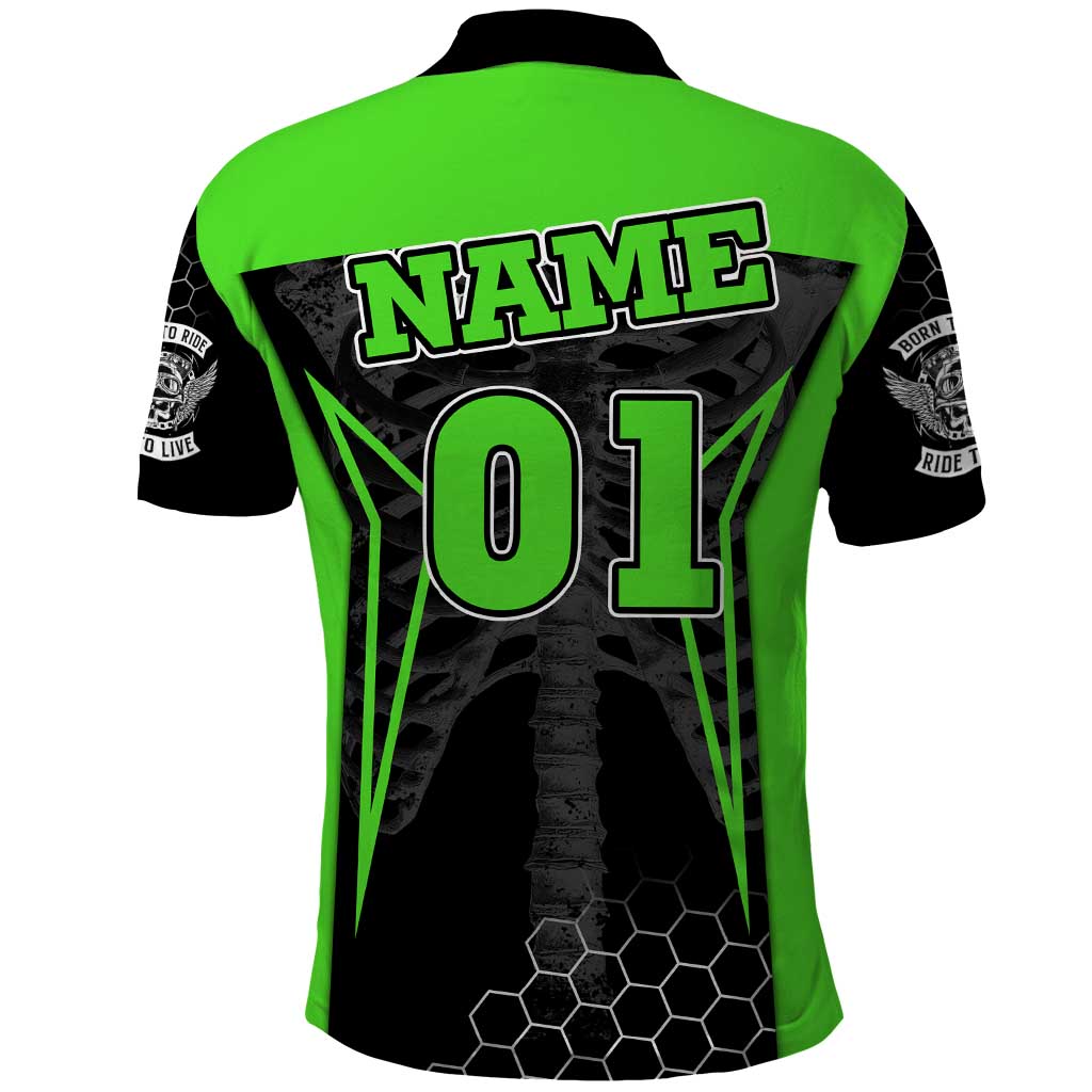 Personalized Skeleton Racing Polo Shirt Cool Bone Motorcycle Motocross Off-Road Riders Racewear TS04
