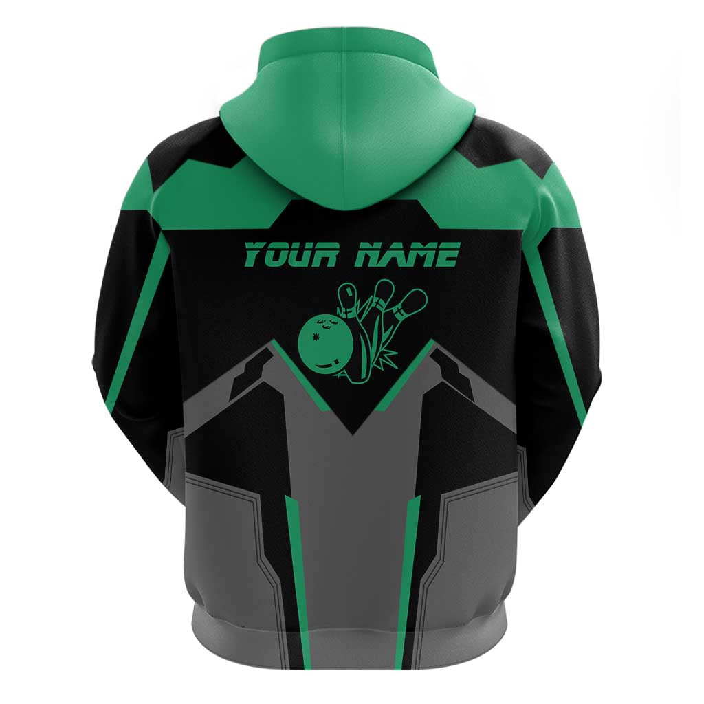 Personalized Bowling Heartbeat Team Hoodie For Bowlers Green and Gray TS04