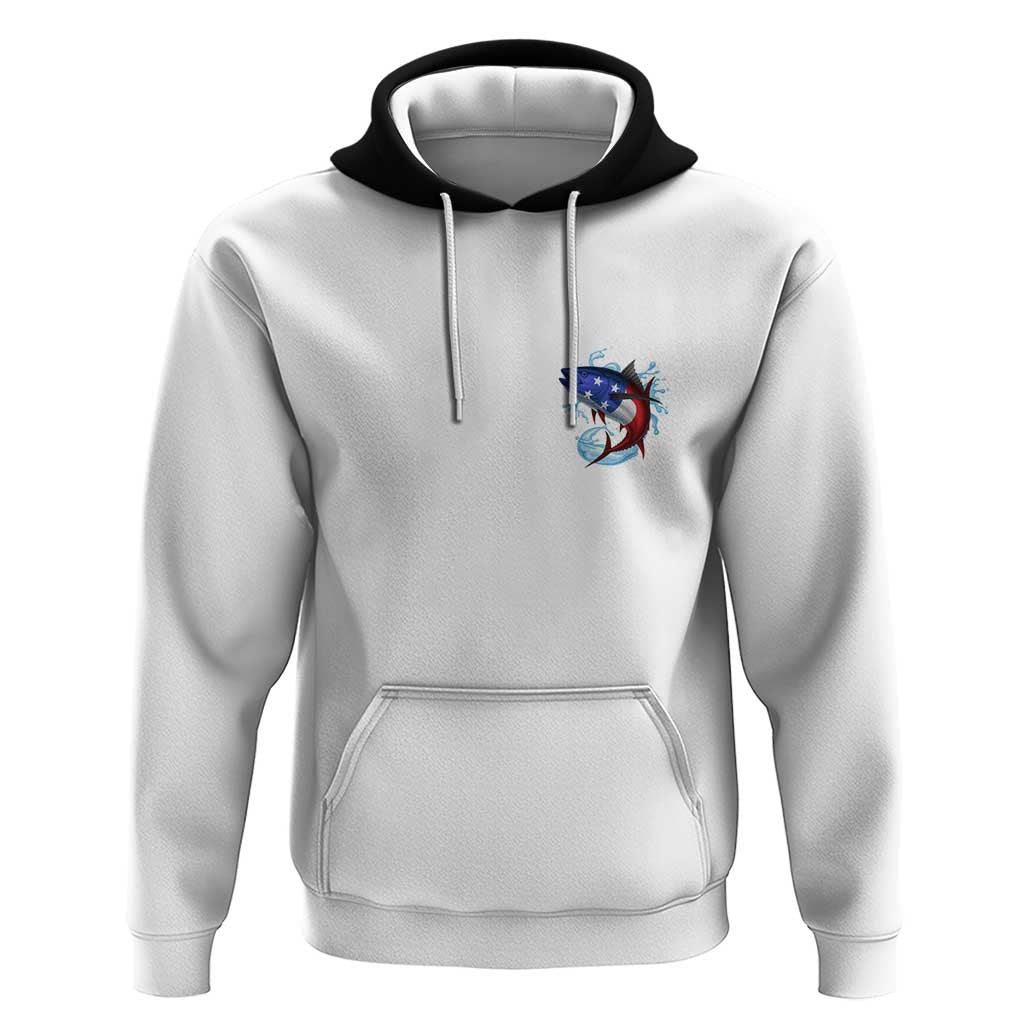 American Flag Tuna Fish Hoodie Custom Splashing Water on White and Black Contrast TS04
