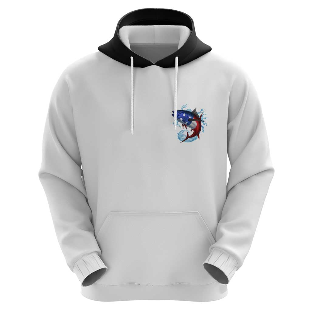 American Flag Tuna Fish Hoodie Custom Splashing Water on White and Black Contrast TS04