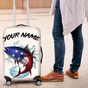 American Flag Tuna Fish Luggage Cover Custom Splashing Water on White and Black Contrast TS04