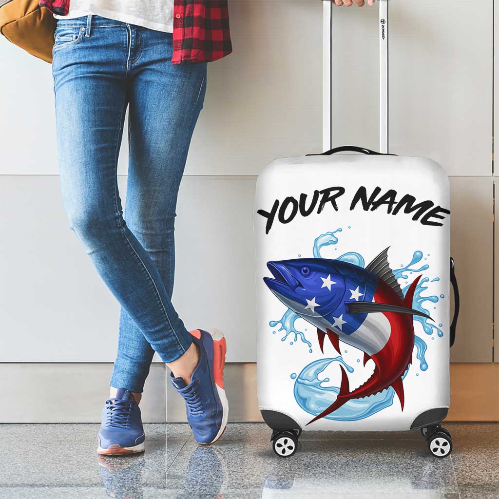 American Flag Tuna Fish Luggage Cover Custom Splashing Water on White and Black Contrast TS04
