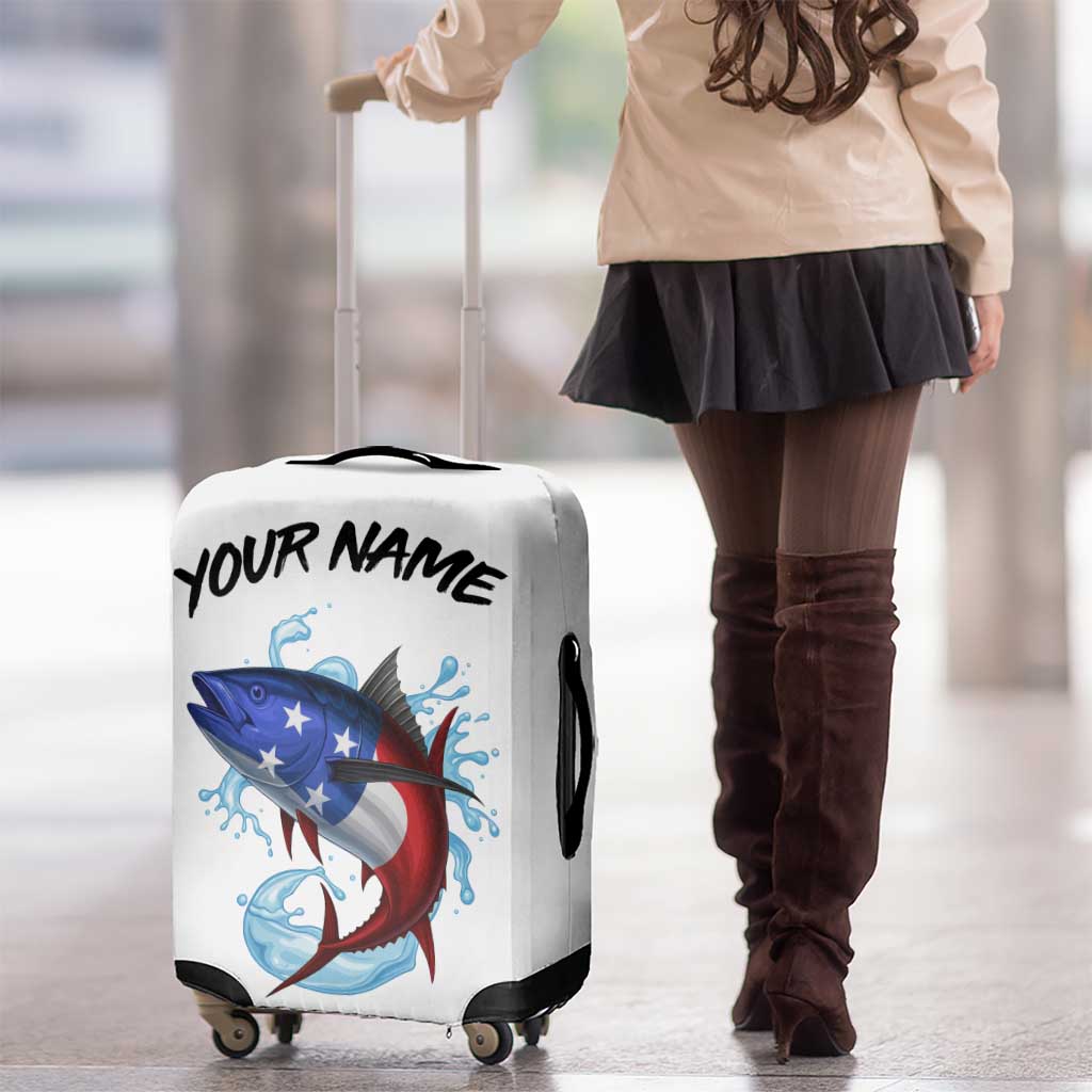 American Flag Tuna Fish Luggage Cover Custom Splashing Water on White and Black Contrast TS04