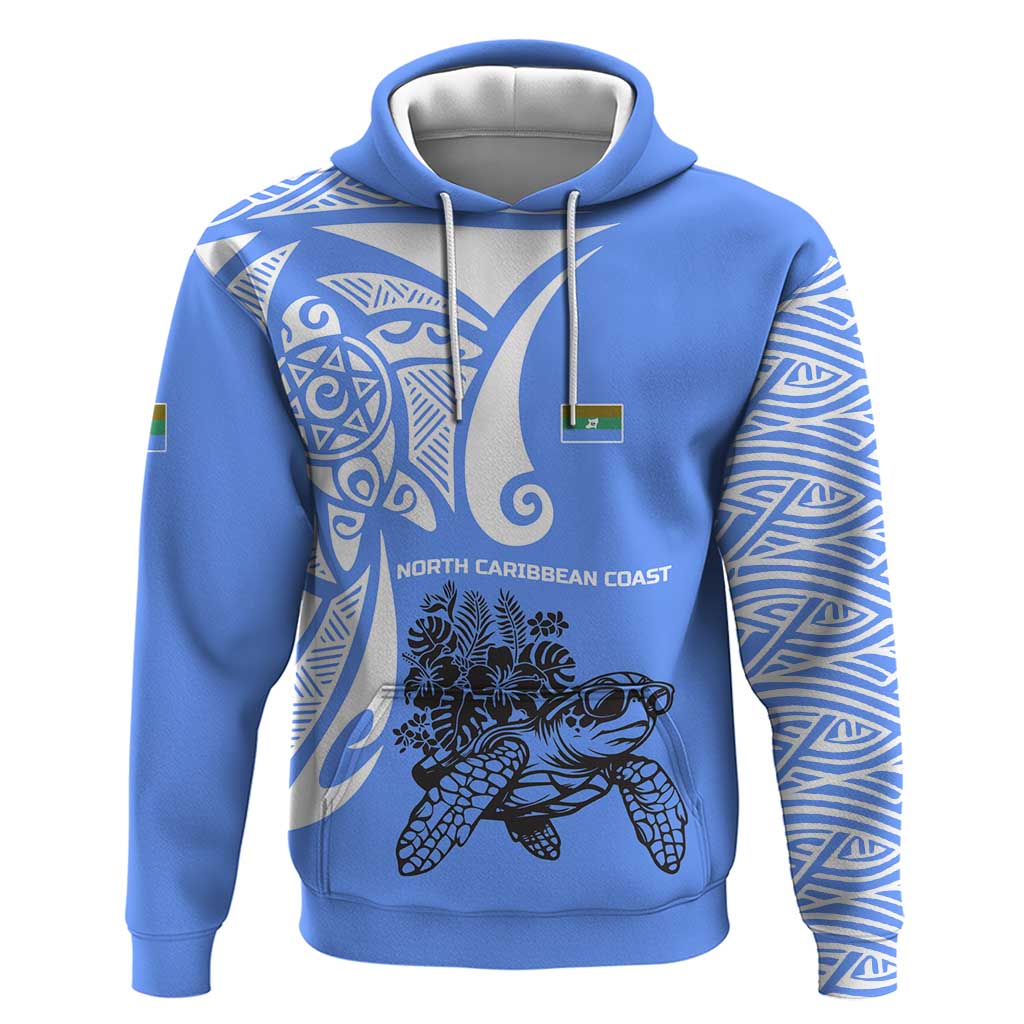 North Caribbean Coast Nicaragua Hoodie with Tribal Turtle Design and Floral Coast Pride TS04