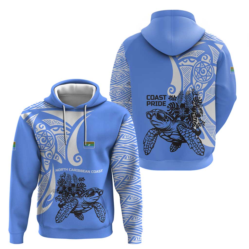 North Caribbean Coast Nicaragua Hoodie with Tribal Turtle Design and Floral Coast Pride TS04