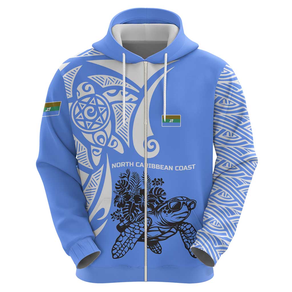 North Caribbean Coast Nicaragua Hoodie with Tribal Turtle Design and Floral Coast Pride TS04