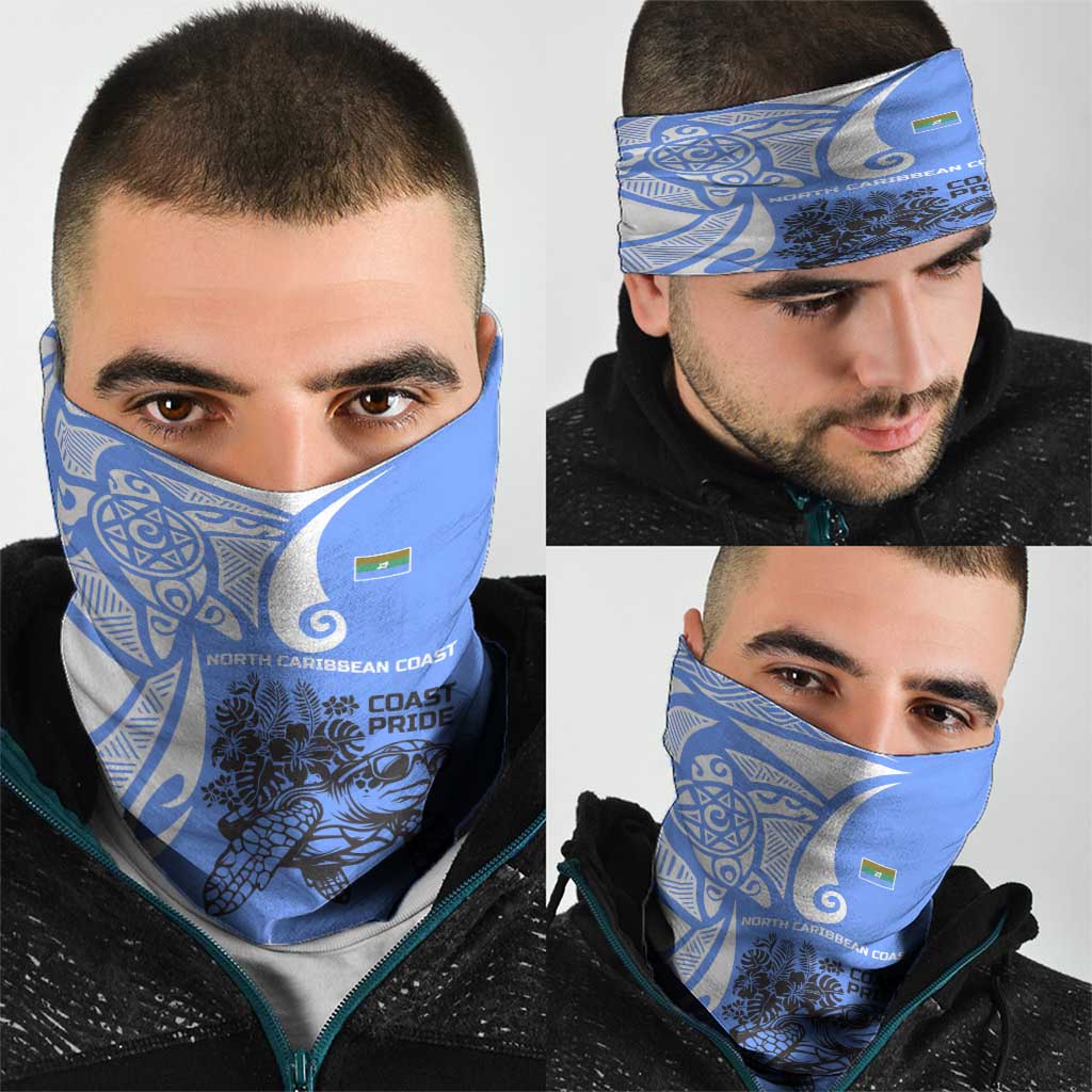 North Caribbean Coast Nicaragua Neck Gaiter with Tribal Turtle Design and Floral Coast Pride TS04