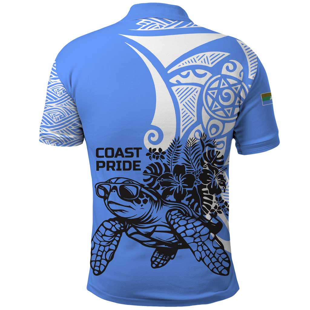 North Caribbean Coast Nicaragua Polo Shirt with Tribal Turtle Design and Floral Coast Pride TS04