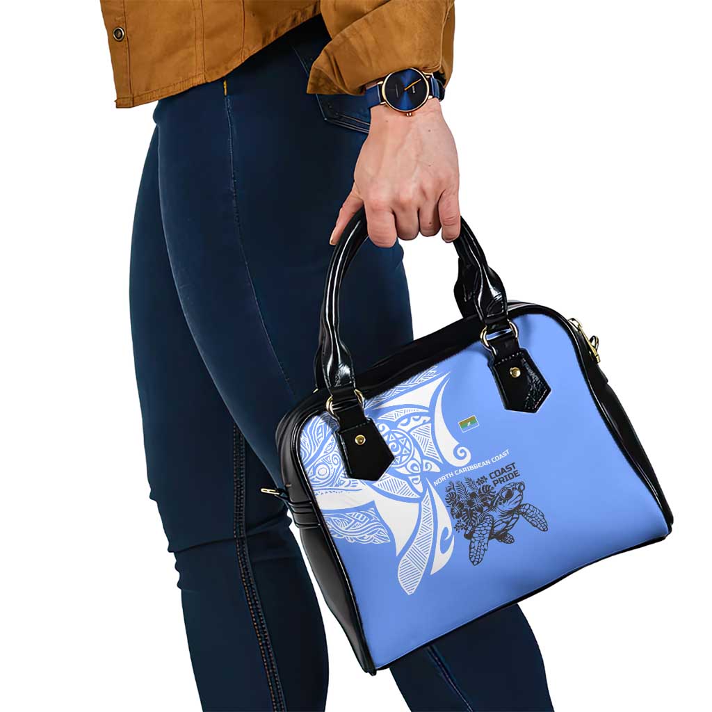 North Caribbean Coast Nicaragua Shoulder Handbag with Tribal Turtle Design and Floral Coast Pride TS04