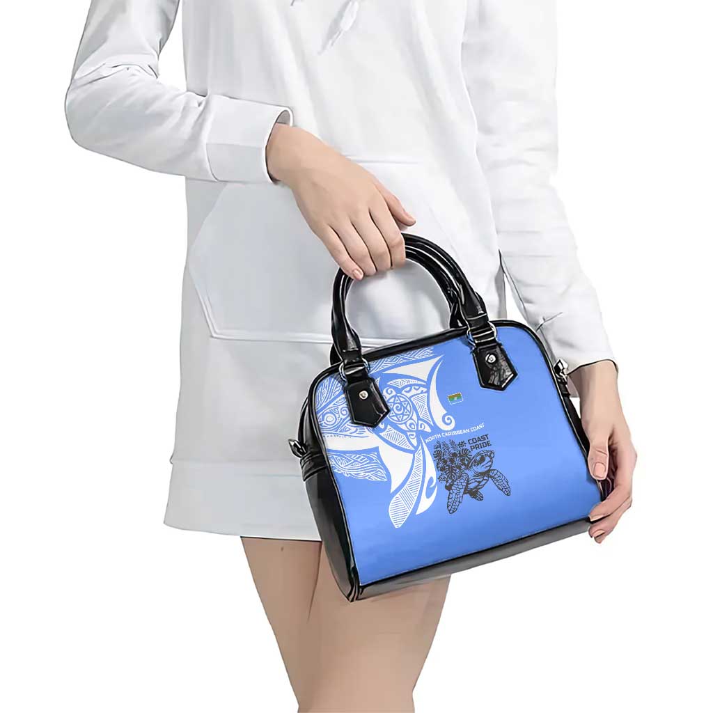 North Caribbean Coast Nicaragua Shoulder Handbag with Tribal Turtle Design and Floral Coast Pride TS04