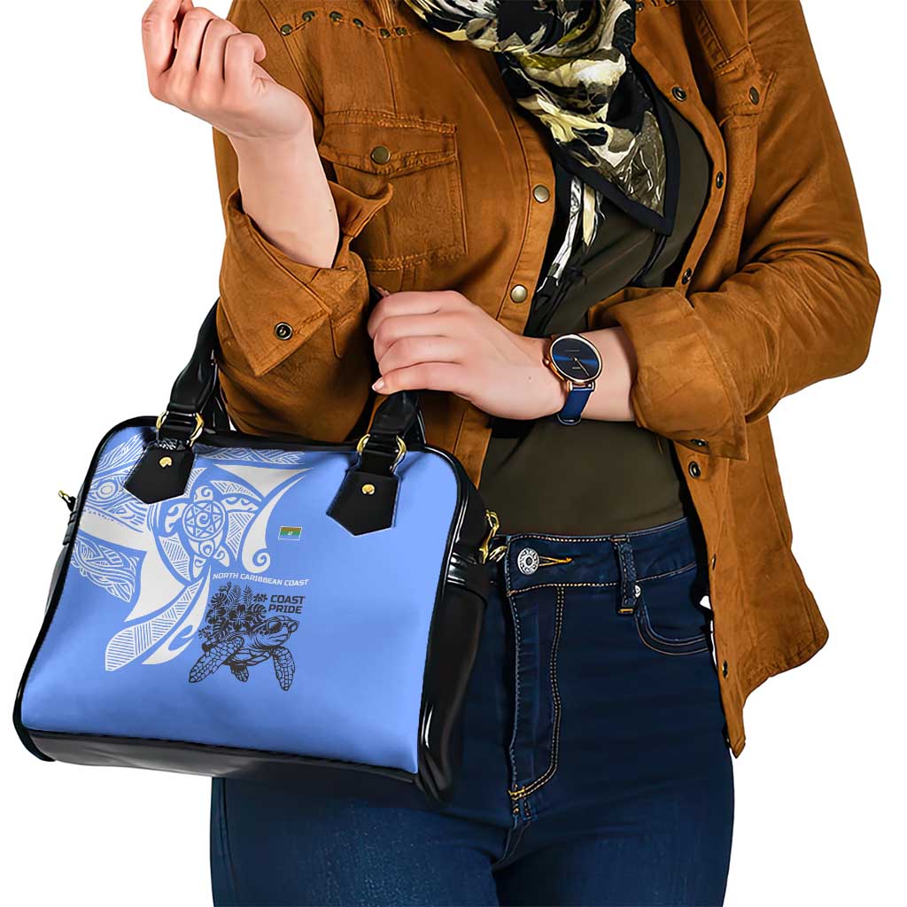 North Caribbean Coast Nicaragua Shoulder Handbag with Tribal Turtle Design and Floral Coast Pride TS04