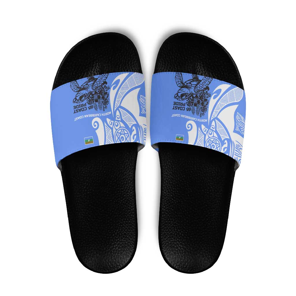 North Caribbean Coast Nicaragua Slide Sandals with Tribal Turtle Design and Floral Coast Pride TS04