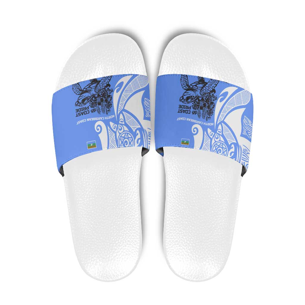 North Caribbean Coast Nicaragua Slide Sandals with Tribal Turtle Design and Floral Coast Pride TS04