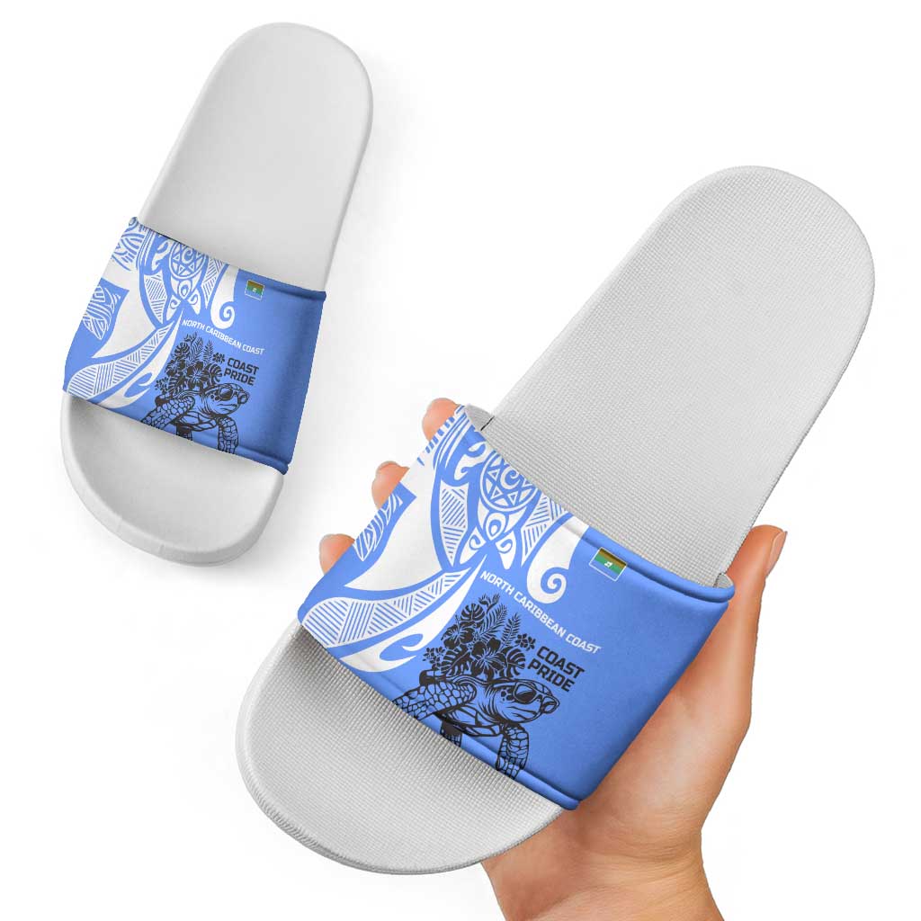North Caribbean Coast Nicaragua Slide Sandals with Tribal Turtle Design and Floral Coast Pride TS04