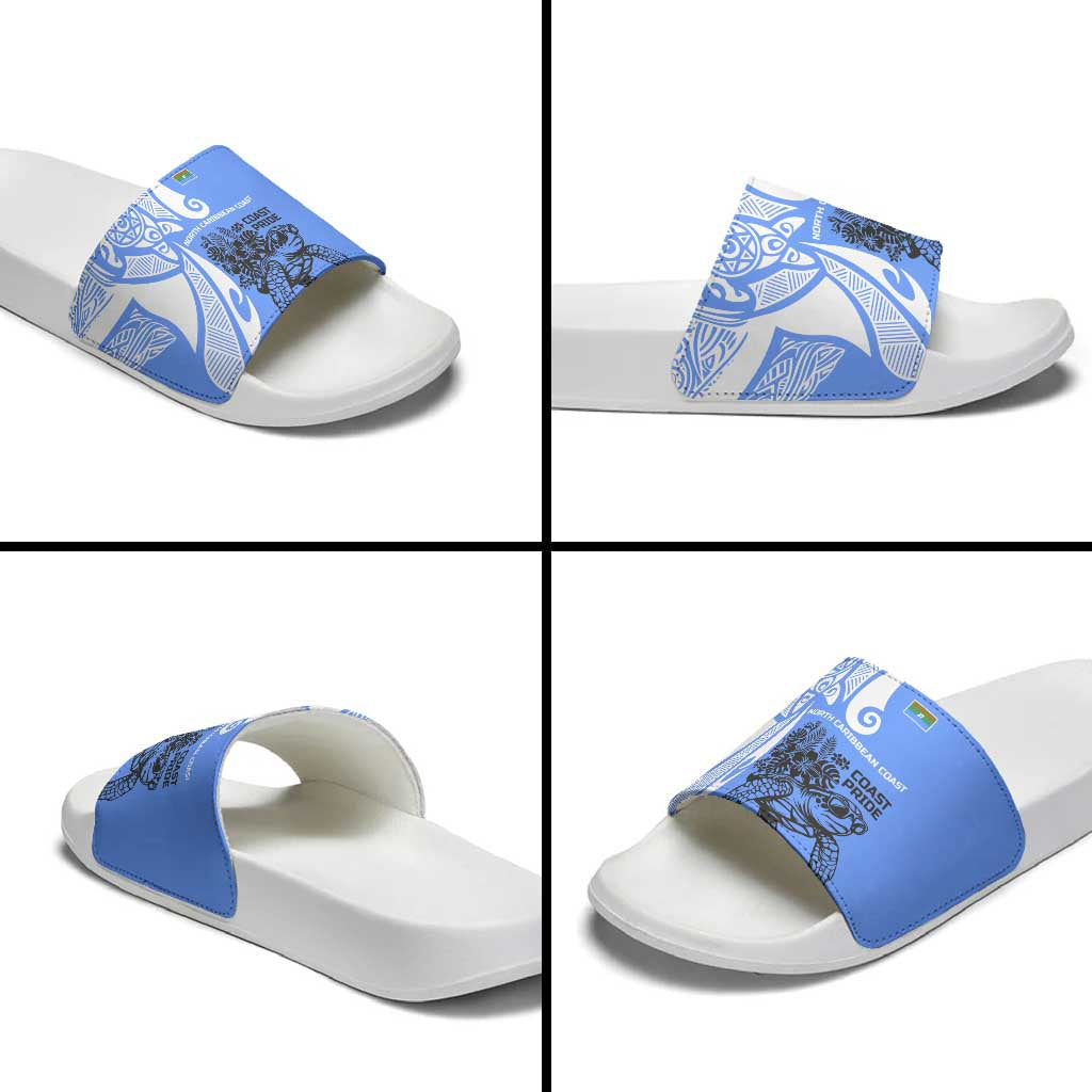 North Caribbean Coast Nicaragua Slide Sandals with Tribal Turtle Design and Floral Coast Pride TS04