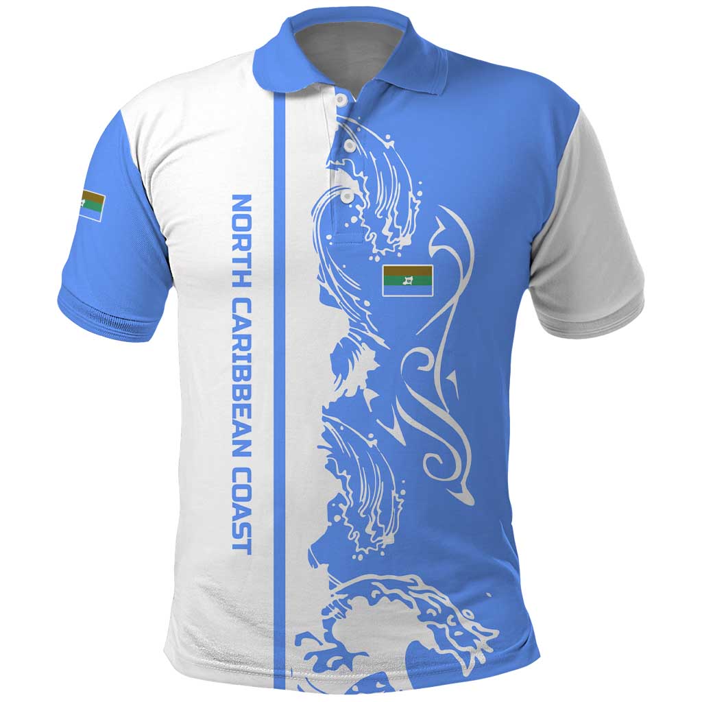 Nicaragua North Caribbean Coast Polo Shirt with Ocean Wave Pattern and Dance with the Waves TS04
