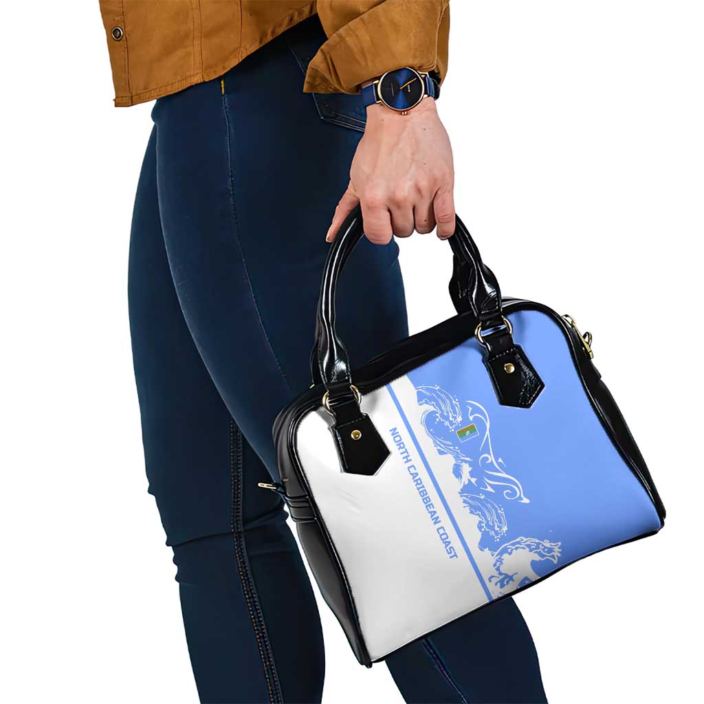 Nicaragua North Caribbean Coast Shoulder Handbag with Ocean Wave Pattern and Dance with the Waves TS04