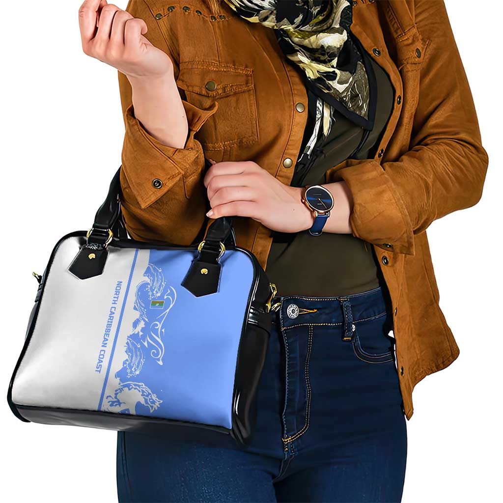 Nicaragua North Caribbean Coast Shoulder Handbag with Ocean Wave Pattern and Dance with the Waves TS04