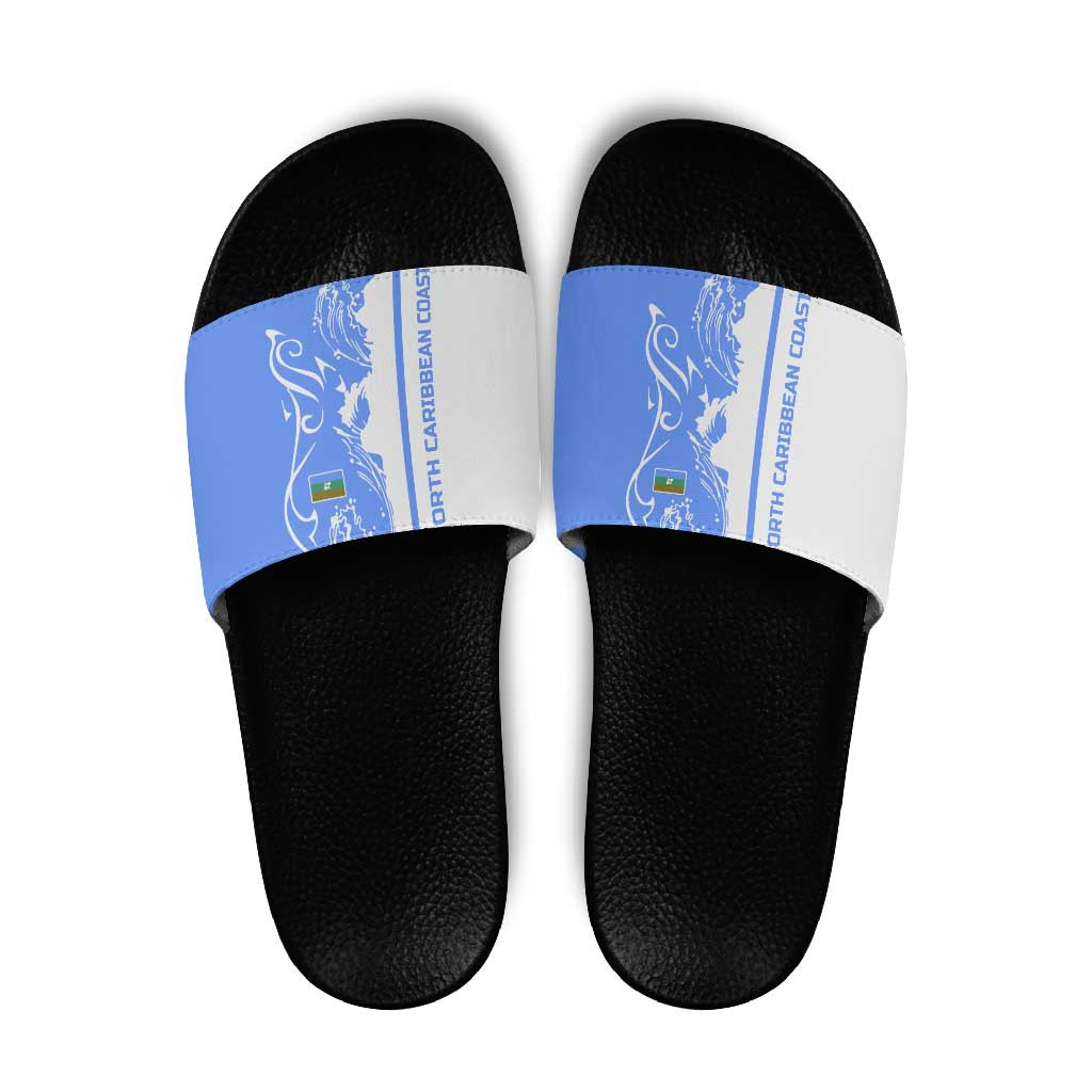 Nicaragua North Caribbean Coast Slide Sandals with Ocean Wave Pattern and Dance with the Waves TS04